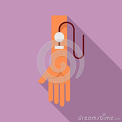 Hand blood transfusion icon, flat style Vector Illustration