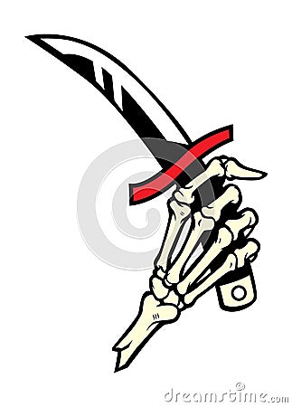 Hand bone hold a dagger Vector Illustration