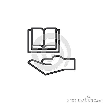 Hand and book outline icon Vector Illustration