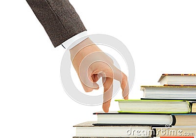Hand and book stairs Stock Photo