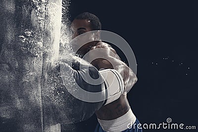 Boxing training and punching bag Stock Photo