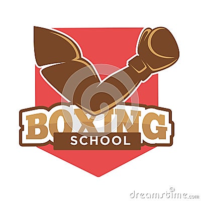 Hand on boxing school sign Vector Illustration