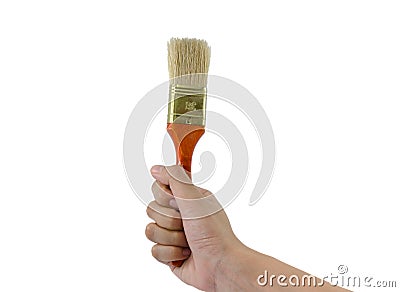 Hand with brush Stock Photo