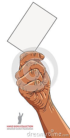 Hand with business card, African ethnicity, detailed vector Vector Illustration