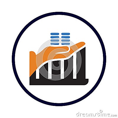 hand, business growth, dollar, graph, business growth care icon Vector Illustration