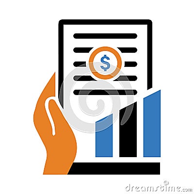 hand, business growth, dollar, graph, business growth care icon Vector Illustration