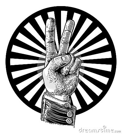 Peace Victory Hand Sign Vector Illustration