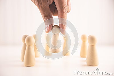 Hand of businessman choose people standing out from the crowd. Human resource, Talent management, Recruitment employee, Stock Photo