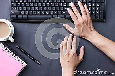 Hand of the businessman printing work business in the office Stock Photo