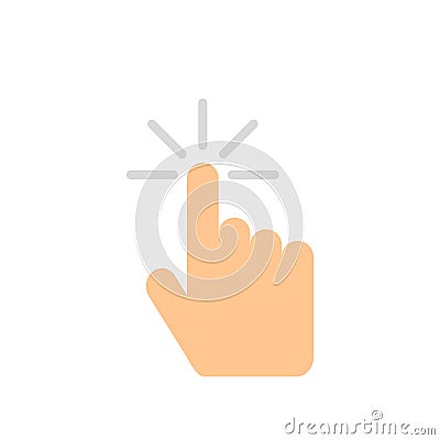 Hand button click, computer in flat style Vector Illustration