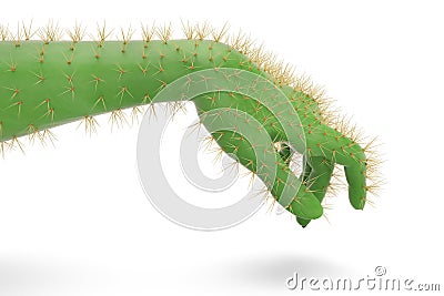 Hand cactus on white background.3D illustration. Cartoon Illustration