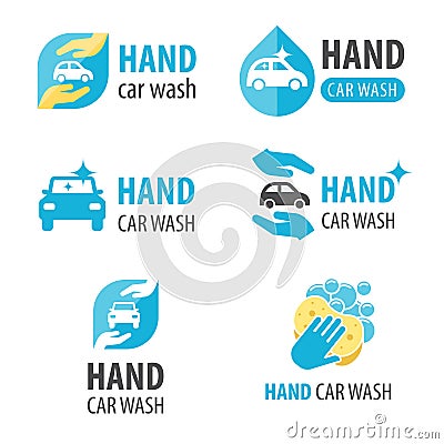 Hand car wash logo Vector Illustration