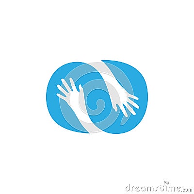 Hand care blue pure concept logo vector Vector Illustration