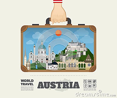 Hand carrying austria Landmark Global Travel And Journey Infographic Bag. Vector Design Template.vector/illustration Vector Illustration