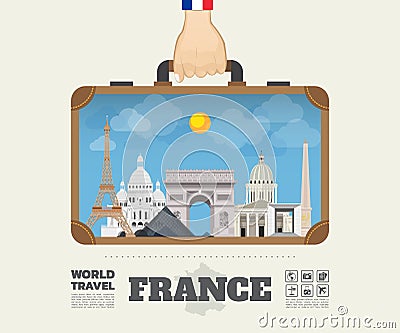Hand carrying France Landmark Global Travel And Journey Infographic Bag. Vector Design Template.vector/illustration Vector Illustration