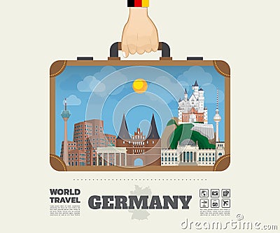 Hand carrying Germany Landmark Global Travel And Journey Infographic Bag. Vector Design Template.vector/illustration Vector Illustration