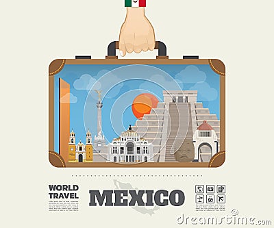 Hand carrying Mexico Landmark Global Travel And Journey Vector Illustration