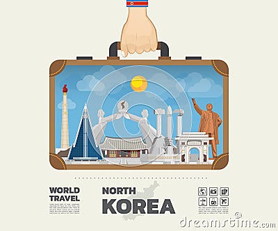 Hand carrying North Korea Landmark Global Travel And Journey Inf Vector Illustration