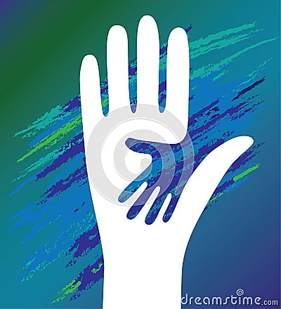 Hand of the child in father encouragement. Vector Illustration
