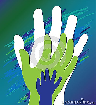 Hand of the child in father encouragement Vector Illustration