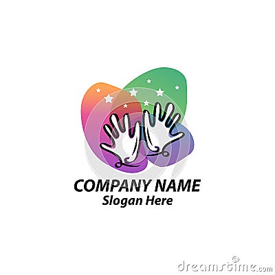 Hand A child take a star logo design vector emblem design concept creative symbol icon.EPS 10 Vector Illustration