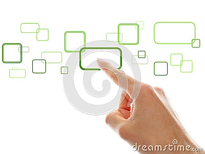 Hand choosing one of the options Stock Photo