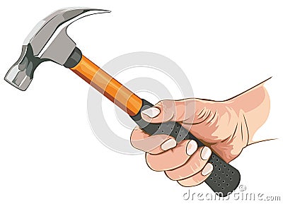 Hand with claw hammer Vector Illustration