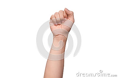 Hand with clenched a fist, isolated on a white background with clipping path Stock Photo