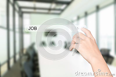 Hand click find job interface Stock Photo