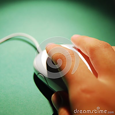 Hand Clicking Mouse Stock Photo