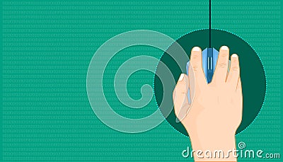 Hand clicking a mouse for design select choose pick opt to everything you want. beautiful color background. vector illustration Vector Illustration