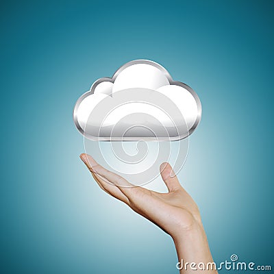 Hand with cloud icon Stock Photo