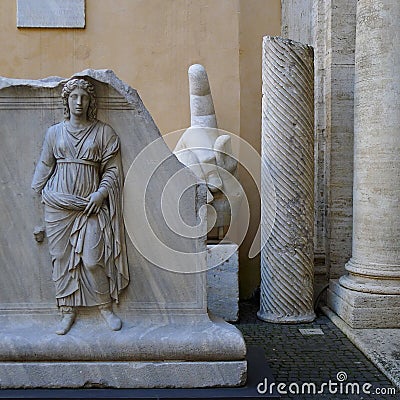 Hand of colossal statue of Constantine, Capitoline Museum, Rome Editorial Stock Photo