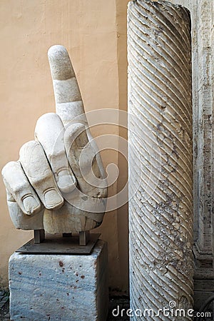 Hand of a colossal statue of Constantine in Musei Capitolini in Rome Editorial Stock Photo