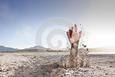 Buried alive but not broken Stock Photo