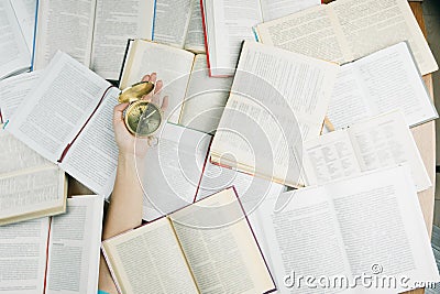 Hand with compass. Stock Photo