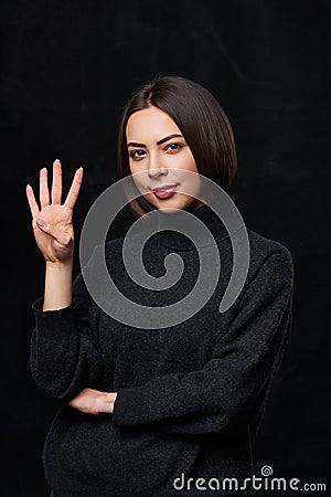 Hand counting - four fingers Stock Photo