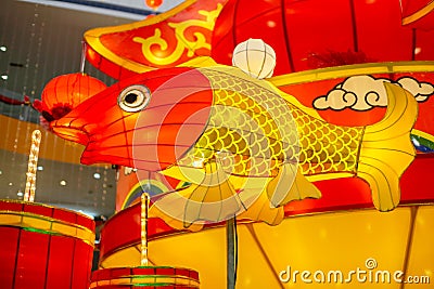 Hand crafted chinese golden fish lantern Editorial Stock Photo