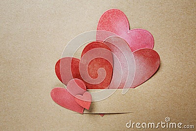 Hand-crafted paper hearts Stock Photo