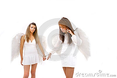 Hand Cuffed Angels Stock Photo