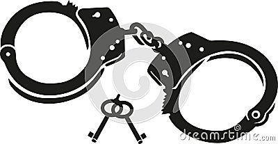 Hand cuffs with keys Vector Illustration