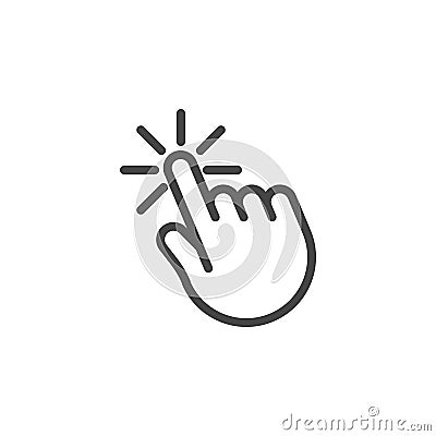 Hand cursor click. Web icon for sites and apps interfaces, online stores. Computer mouse pointer. Internet tap sign Vector Illustration