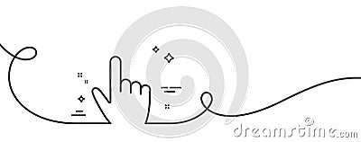 Hand cursor line icon. Click action sign. Continuous line with curl. Vector Vector Illustration