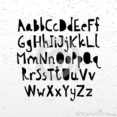 Hand cut calligraphy lettering alphabet. Vector Illustration