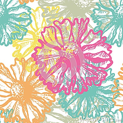 Hand dawn fresh and vivid seamless pattern Vector Illustration