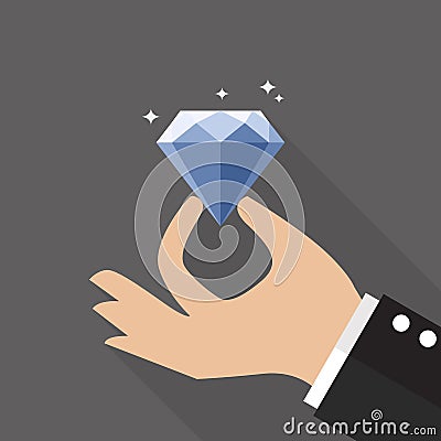 Hand with diamond flat style Vector Illustration