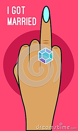 Hand with diamond ring Vector Illustration