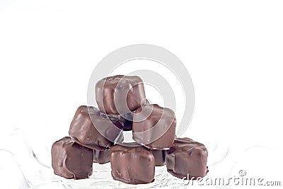 Hand Dipped Chocolate Marshmallows Stock Photo