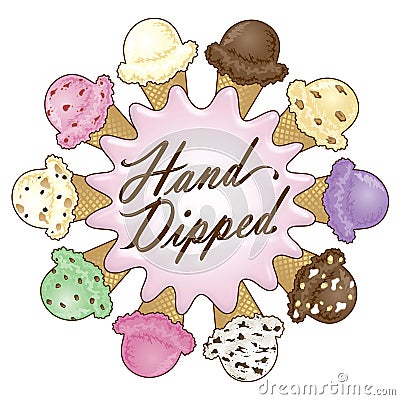 Hand Dipped Ice Cream Design Cartoon Illustration