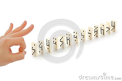 Hand and domino Stock Photo